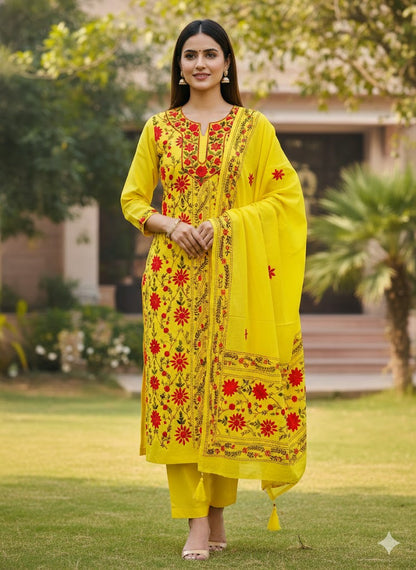 Chikonwala's Exclusive Hand Embroidered Fulkari Dress