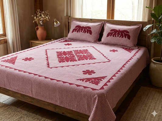 Chikonwala's Hand Pachwork Floral Design Bedsheet