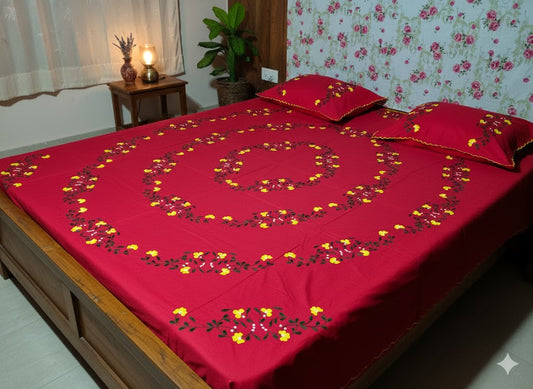Chikonwala's Hand Embroidered Floral Design Bedsheet