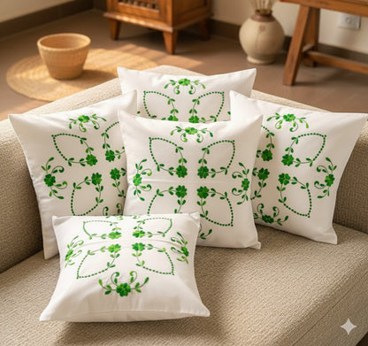 Hand Embroidered Cotton Cushion Covers (Set of 5)