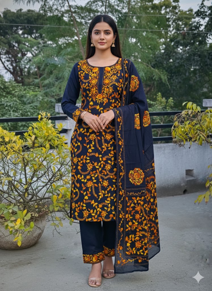 Chikonwala's Exclusive Hand Embroidered Fulkari Dress