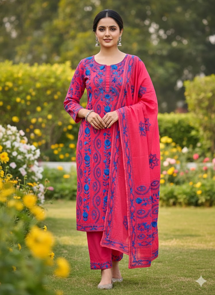 Chikonwala's Exclusive Hand Embroidered Fulkari Dress