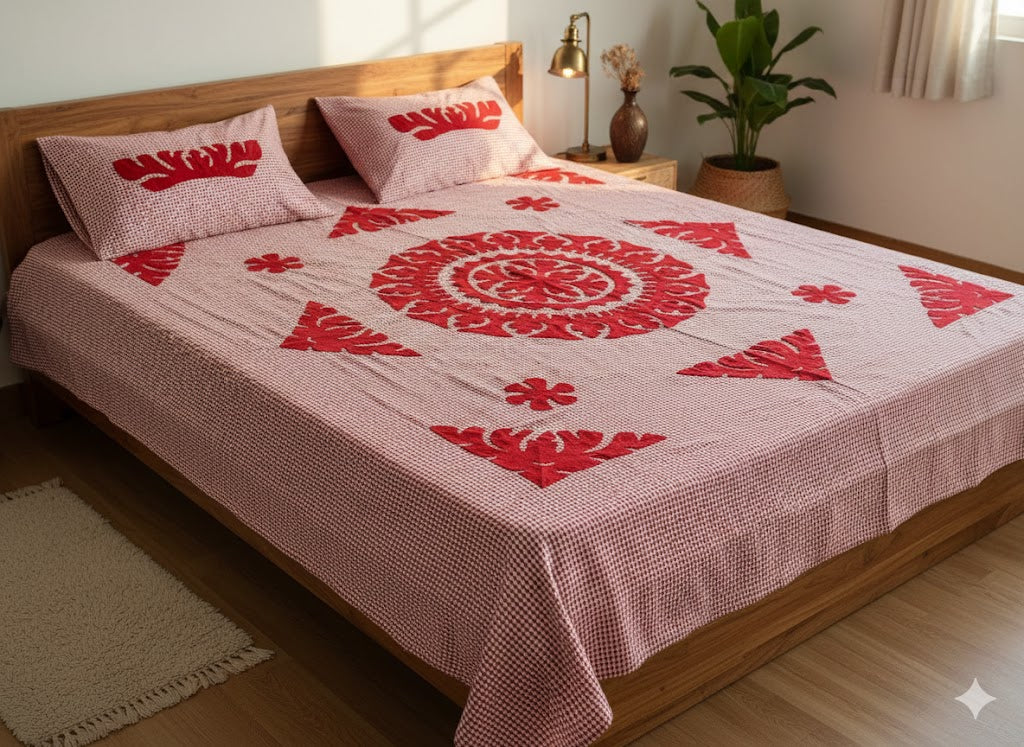 Chikonwala's Hand Pachwork Floral Design Bedsheet
