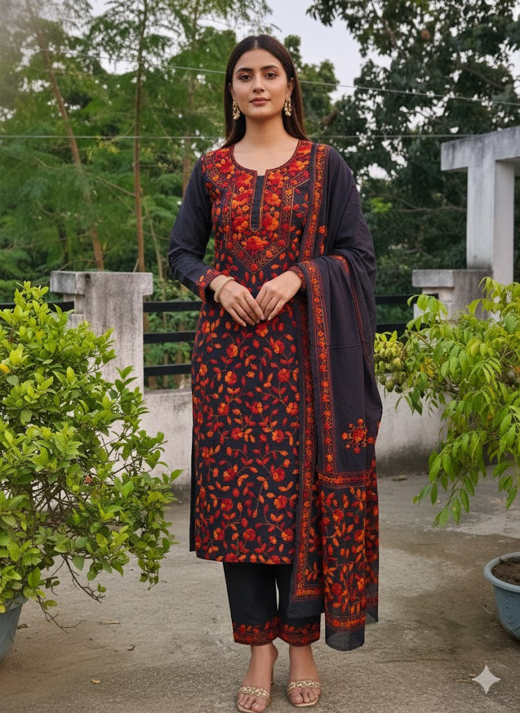 Chikonwala's Exclusive Hand Embroidered Fulkari Dress