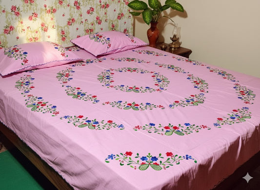 Chikonwala's Hand Embroidered Floral Design Bedsheet