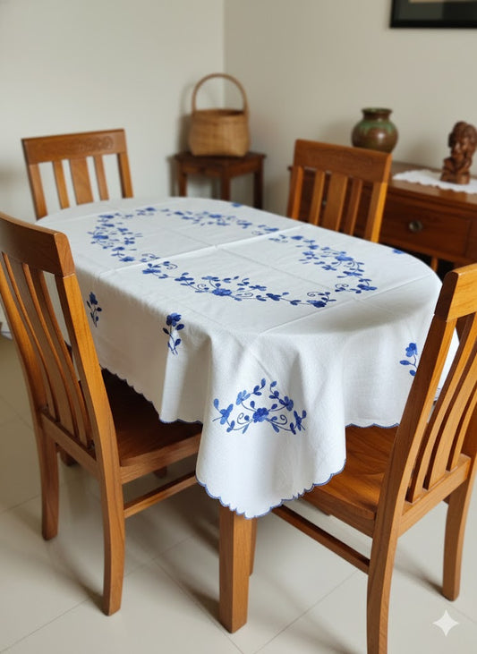 Hand Embroidered Floral Four Seater Table Cover
