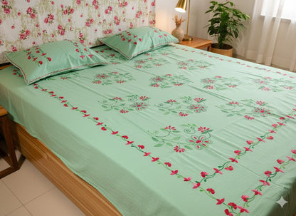 Chikonwala's Hand Embroidered Floral Design Bedsheet