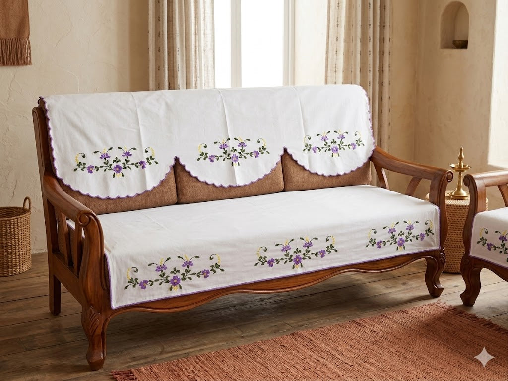 Hand Embroidered Sofa Cover (3+1+1 Seater)