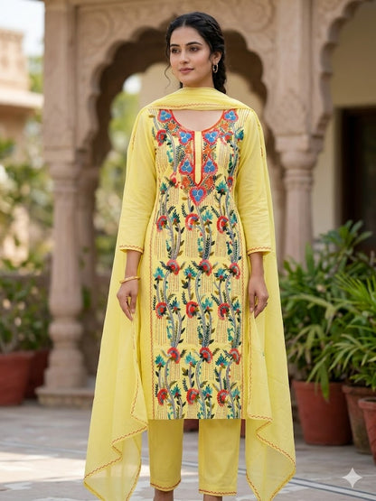 Chikonwala's Exclusive Hand Embroidered Kolkatakari Dress Material