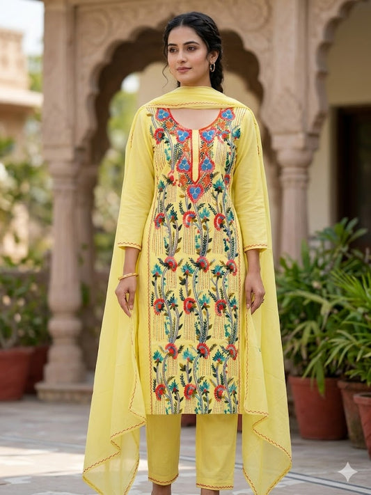 Chikonwala's Exclusive Hand Embroidered Kolkatakari Dress Material