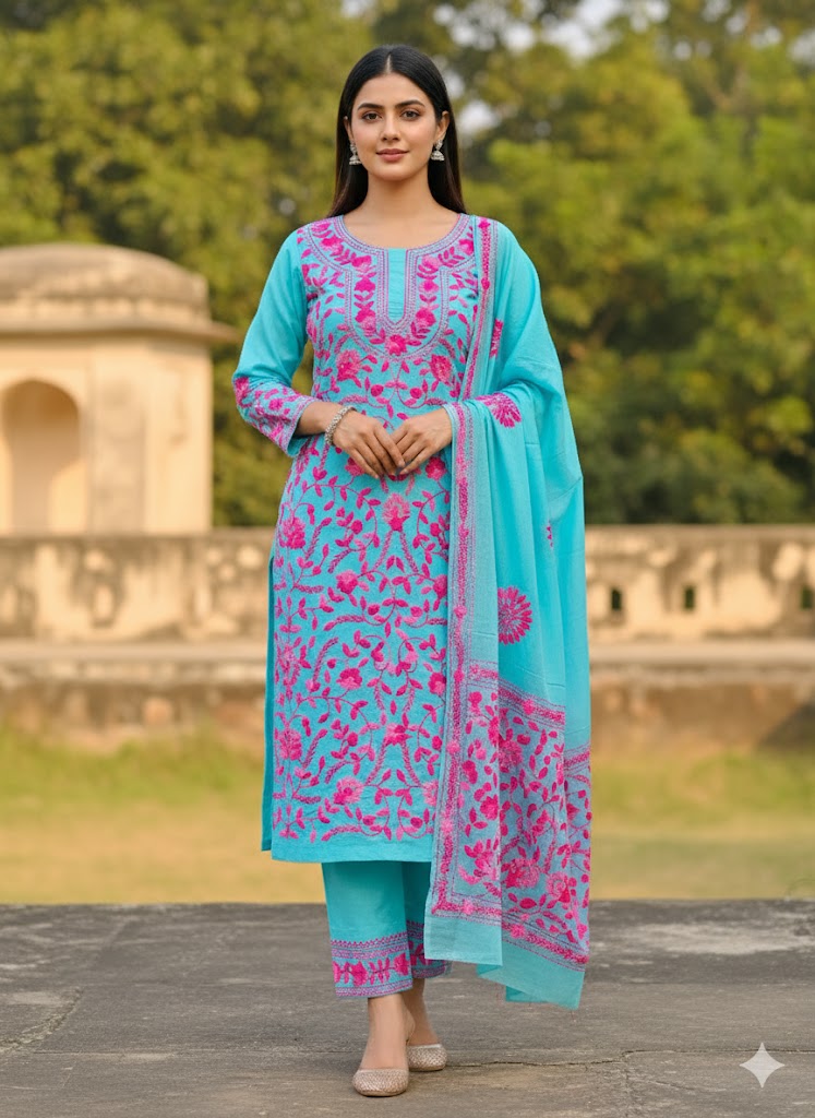 Chikonwala's Exclusive Hand Embroidered Fulkari Dress