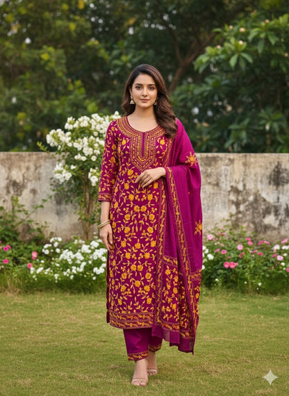 Chikonwala's Exclusive Hand Embroidered Fulkari Dress