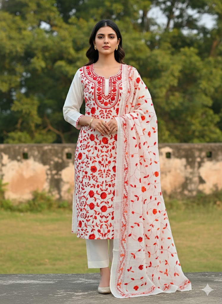 Chikonwala's Exclusive Hand Embroidered Fulkari Dress
