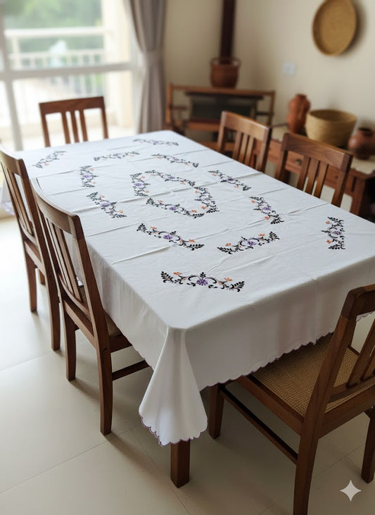 Hand Embroidered Floral Table Cover