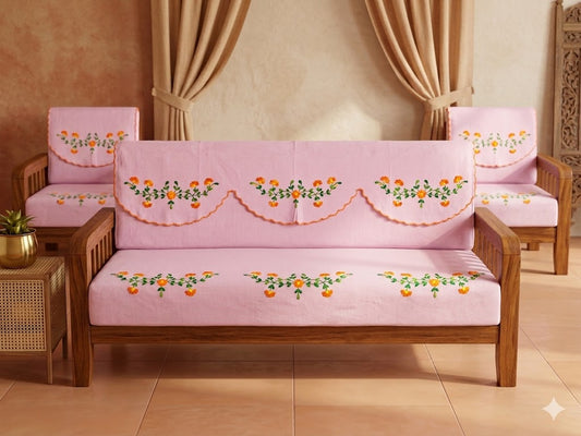 Hand Embroidered Sofa Cover (3+1+1 Seater)