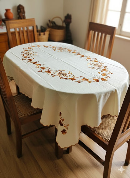 Hand Embroidered Floral Table Cover
