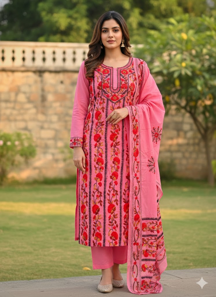 Chikonwala's Exclusive Hand Embroidered Fulkari Dress
