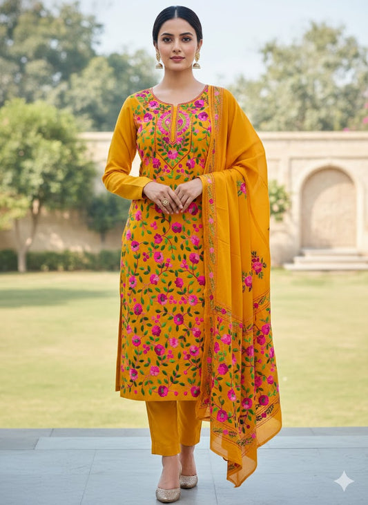 Chikonwala's Exclusive Hand Embroidered Fulkari Dress