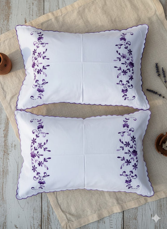 Chikonwala Hand-Embroidered Floral Pillow Cover Set– Set of 2