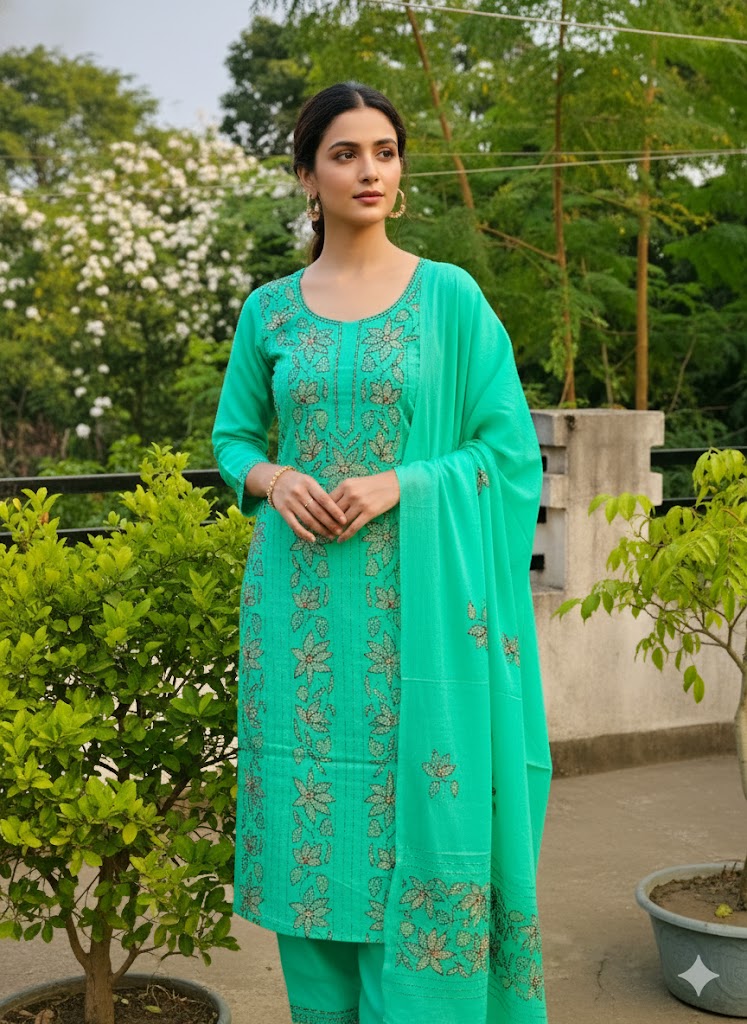 Chikonwala's Exclusive Hand Embroidered Fulkari Dress