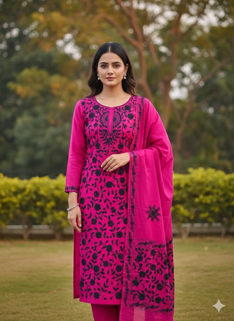 Chikonwala's Exclusive Hand Embroidered Fulkari Dress