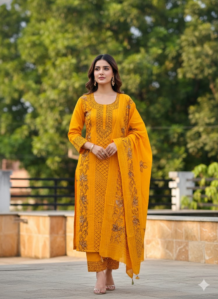 Chikonwala's Exclusive Hand Embroidered Fulkari Dress