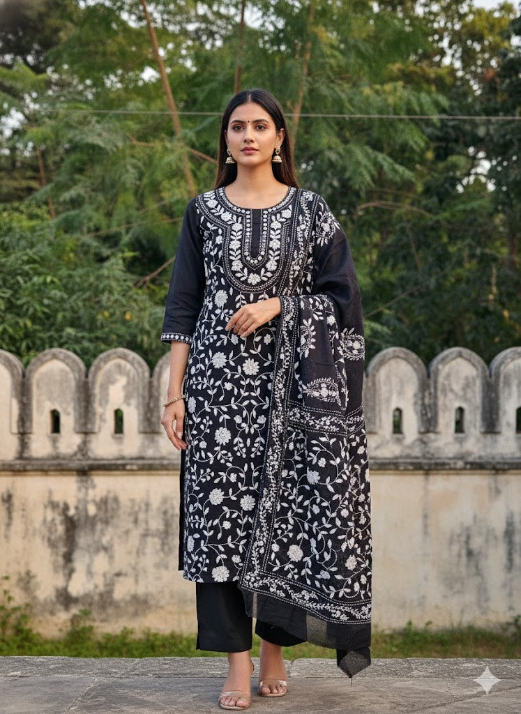 Chikonwala's Exclusive Hand Embroidered Fulkari Dress