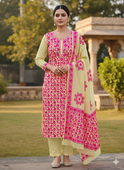 Chikonwala's Exclusive Hand Embroidered Fulkari Dress