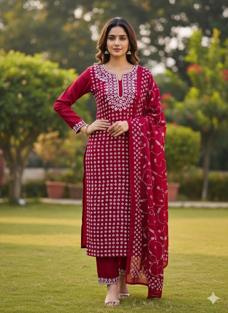 Chikonwala's Exclusive Hand Embroidered Fulkari Dress