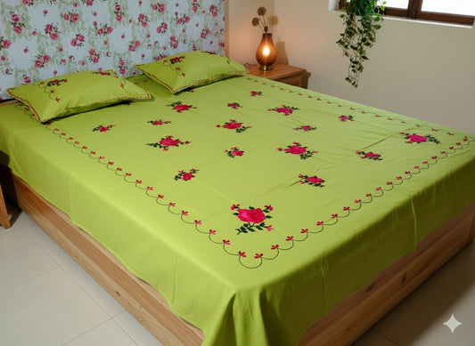 Chikonwala's Hand Embroidered Floral Design Bedsheet