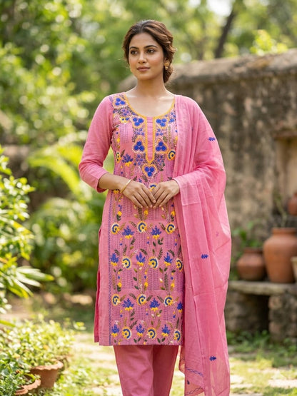 Chikonwala's Exclusive Hand Embroidered Kolkatakari Dress Material