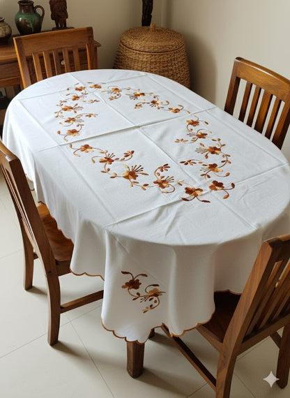 Hand Embroidered Floral Table Cover