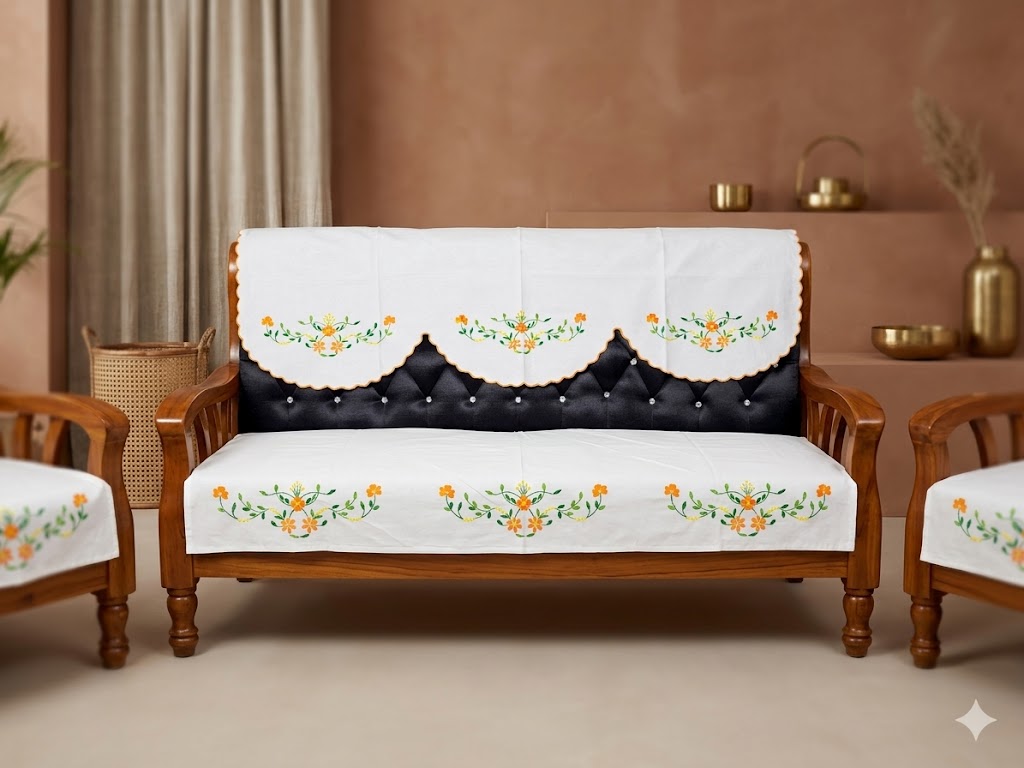 Hand Embroidered Sofa Cover (3+1+1 Seater)