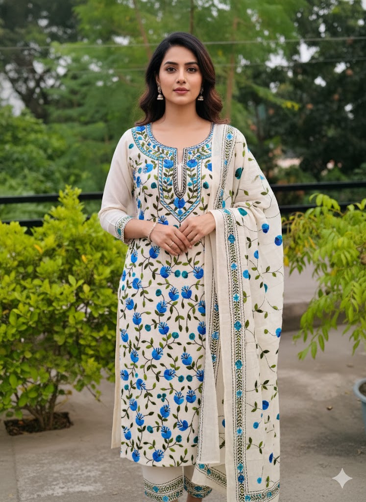 Chikonwala's Exclusive Hand Embroidered Fulkari Dress