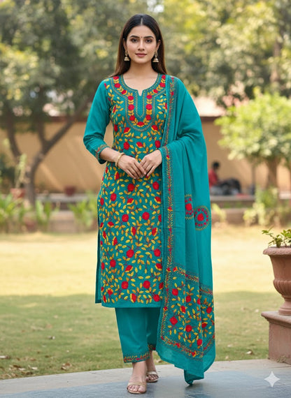 Chikonwala's Exclusive Hand Embroidered Fulkari Dress