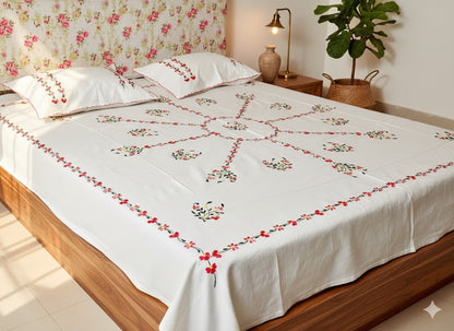 Chikonwala's Hand Embroidered Pure Cotton Bedsheet