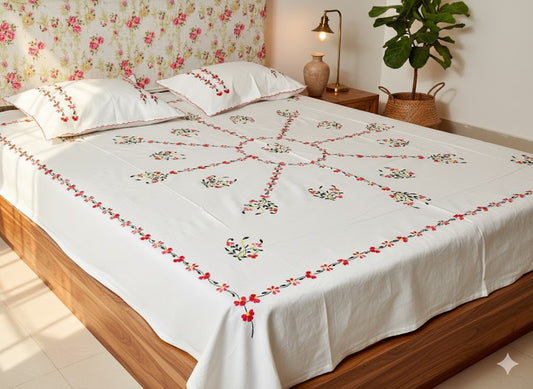 Chikonwala's Hand Embroidered Pure Cotton Bedsheet