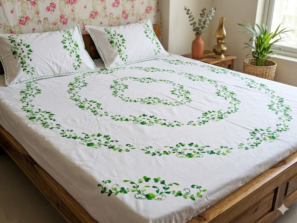 Chikonwala's Hand Embroidered Floral Design Bedsheet