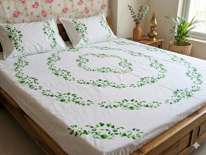 Chikonwala's Hand Embroidered Floral Design Bedsheet
