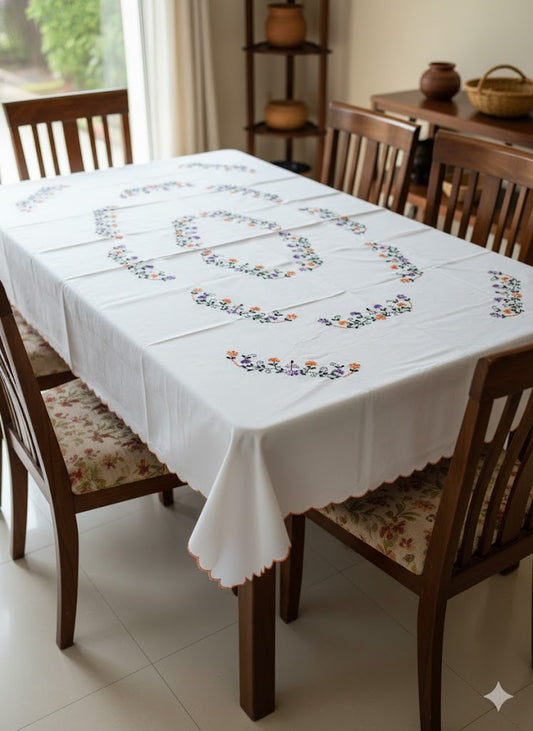 Hand Embroidered Floral Table Cover