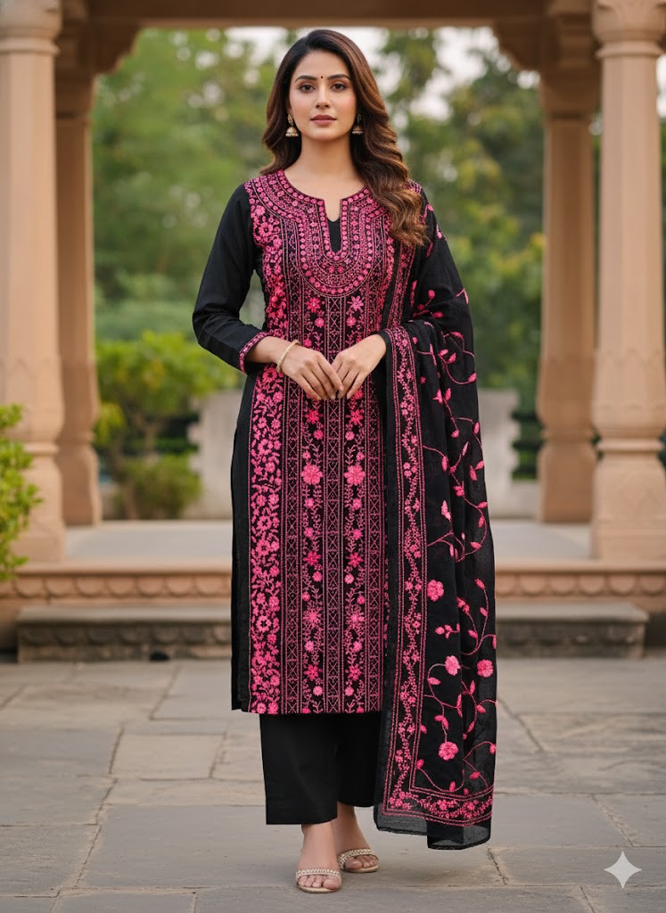 Chikonwala's Exclusive Hand Embroidered Fulkari Dress