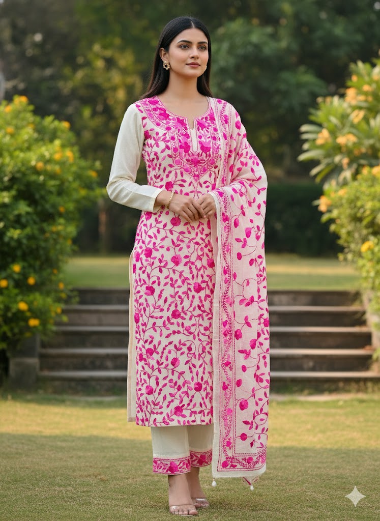 Chikonwala's Exclusive Hand Embroidered Fulkari Dress