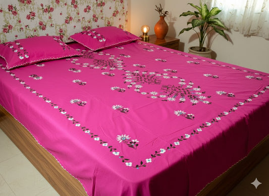Chikonwala's Hand Embroidered Floral Design Bedsheet