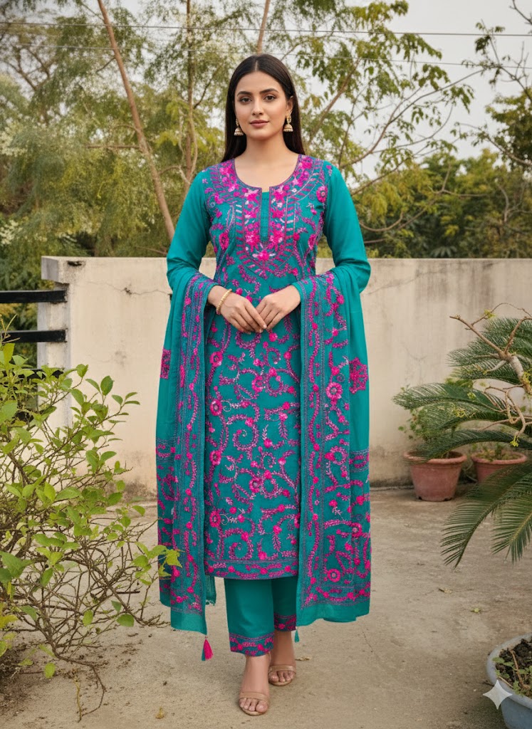 Chikonwala's Exclusive Hand Embroidered Fulkari Dress