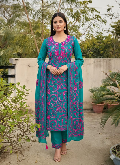 Chikonwala's Exclusive Hand Embroidered Fulkari Dress