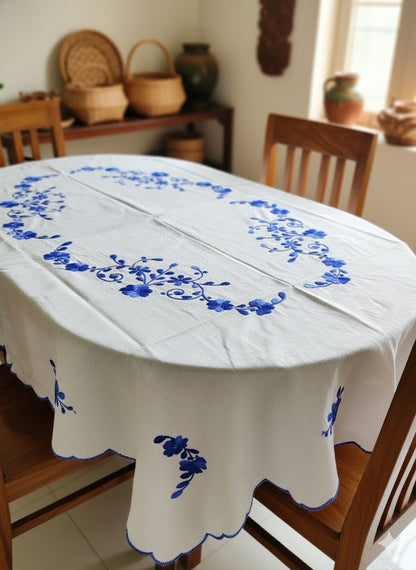 Hand Embroidered Floral Table Cover
