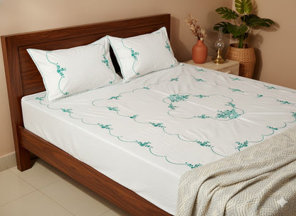 Chikonwala's Hand Embroidered Floral Design Bedsheet
