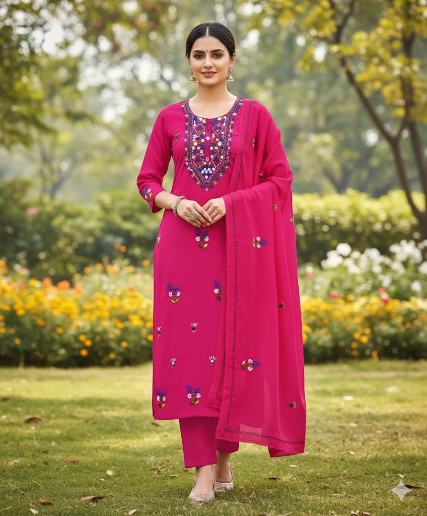 Chikonwala's Exclusive Hand Embroidered Fulkari Dress