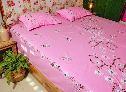 Chikonwala's Hand Embroidered Pure Cotton Bedsheet