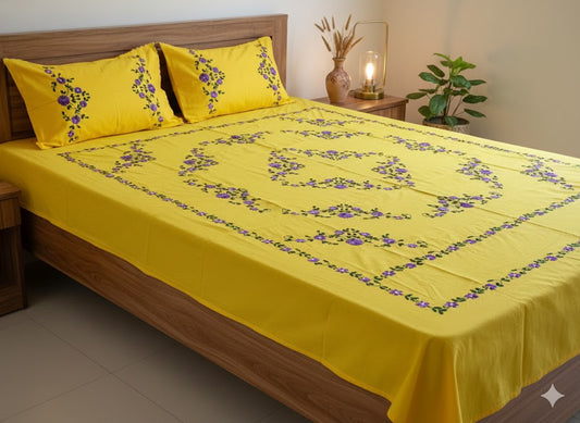Chikonwala's Hand Embroidered Floral Design Bedsheet